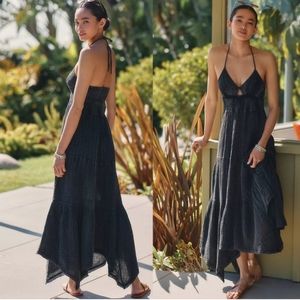 Anthropologie the teagan smocked halter dress